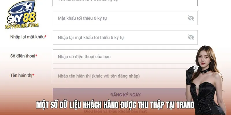 Một số dữ liệu khách hàng được thu thập tại trang